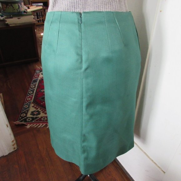 MARNI Solid Green Silk Pencil Skirt - Picture 5 of 8